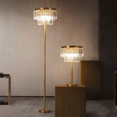 Crystal Table Lamp Floor Lamp Light Luxury Modern Creative Lighting Living Room Bedroom Gold Floor Lamp (WH-MFL-80)