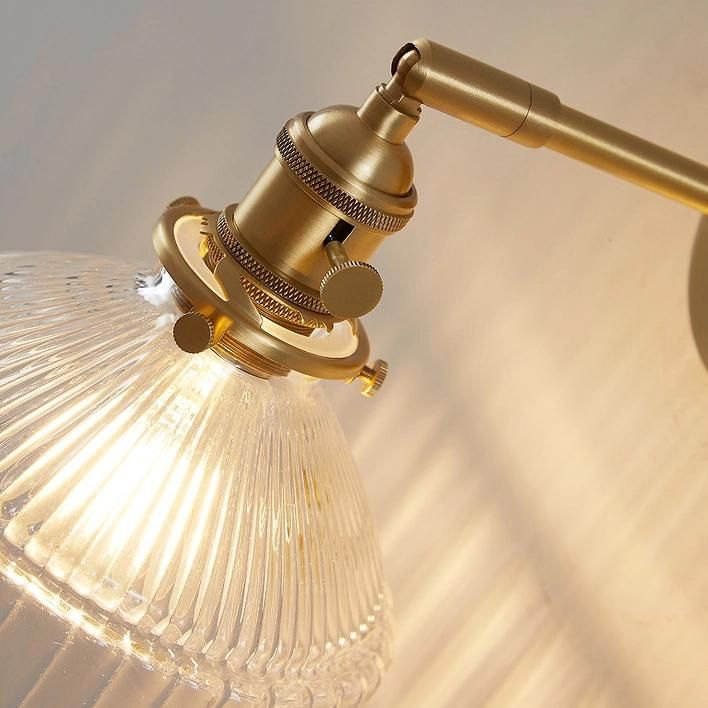 Nordic Postmodern Bedroom Bedside Glass Wall Lamp Light Luxury Copper Lamp