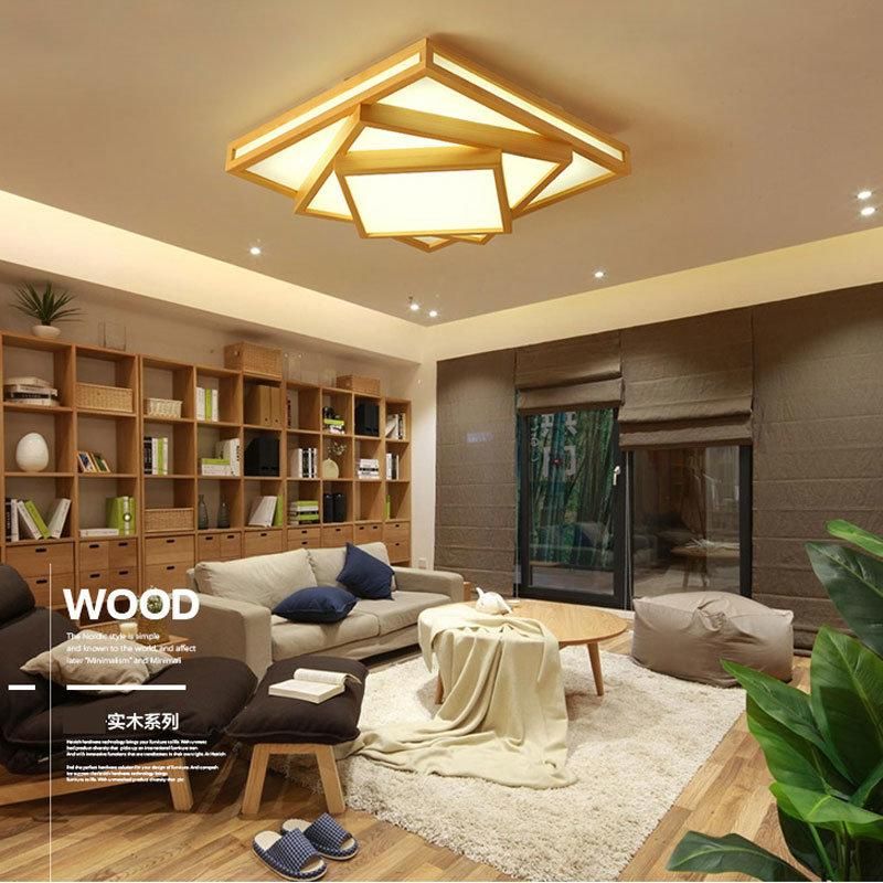 LED Nordic Simple and Warm Living Room Bedroom Study Room Dining Room Solid Wood Ceiling Lamp (WH-WA-42)