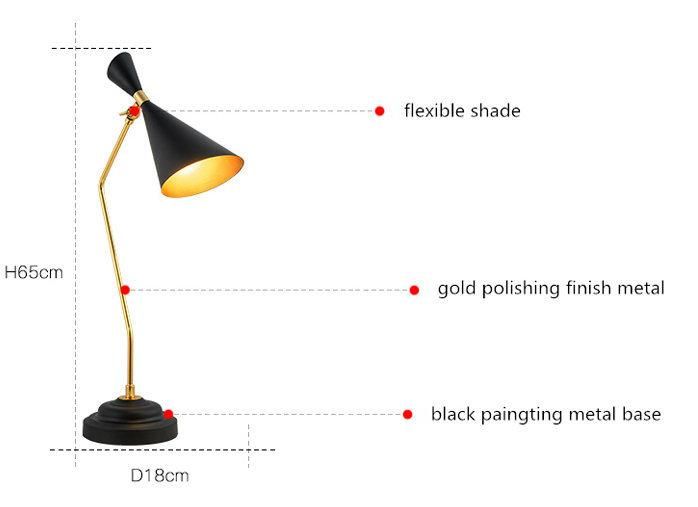 Modern Metal Desk/ Table Lamp, Reading Lights, Study/Work/Office/Bedside Nightstand Lamp