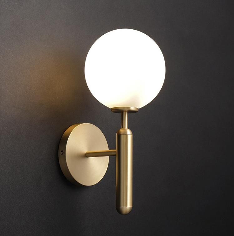 Modern Hotel Bedroom Wall Sconce Lamp with Glass Ball Shade