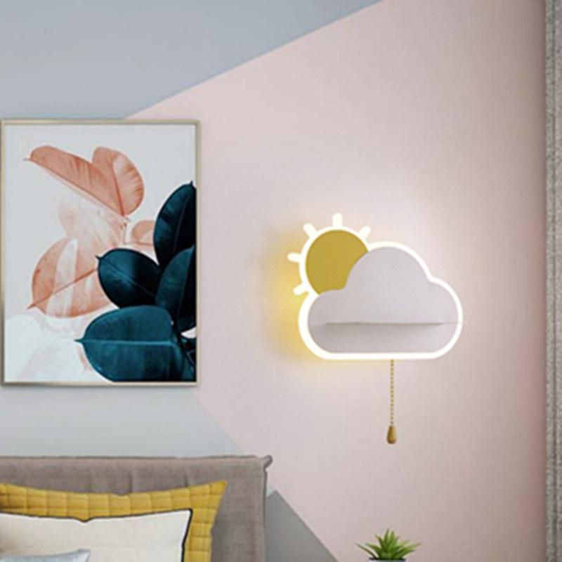 Modern Children Cloud Sun Shelf LED Wall Lamp for Kids Bedroom Bedside Study Creative Lamp (WH-OR-140)