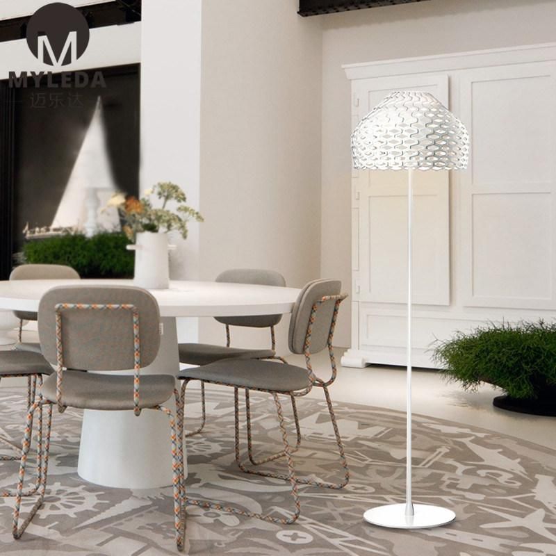 Metal and Stone Base Floor Lamp with Acrylic Shade