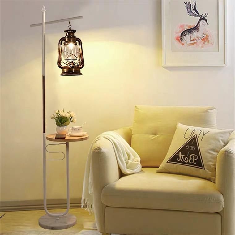 American Makaron Floor Lamp Retro Vertical Living Room Coffee Table Bedroom Table Lamp Creative European Charging Sofa Lamp