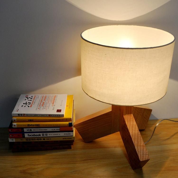 Wooden Short Tripod Design Floor Lamp Table Lamp Bedside Lamp