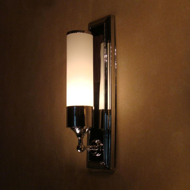 Polish Chrome Back Bracket and Opal Glass Shade Wall Lamp.