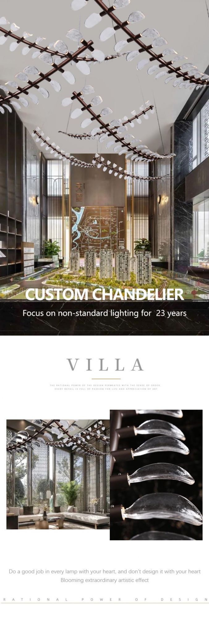 European Style Stairway Hotel Banquet Hall Villa Iron Glass Large Luxury LED Chandelier Lamp