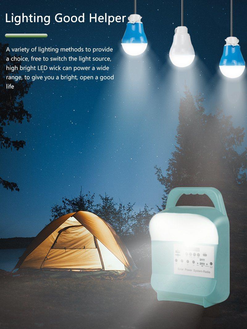 Portable Solar LED Lights with FM Radio /MP3/ Mobile Phone Charger Solar Home or Outdoor Lighting System High Quality Lamp