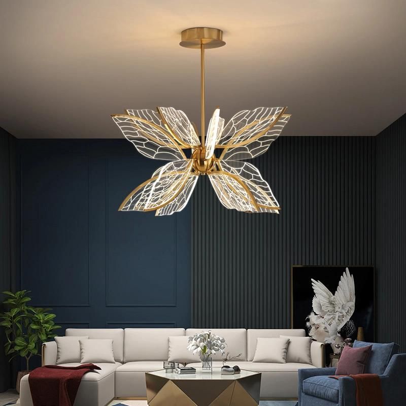 Butterfly Creative Chandelier Hotel Lobby Living Room Pendant Lamp Light