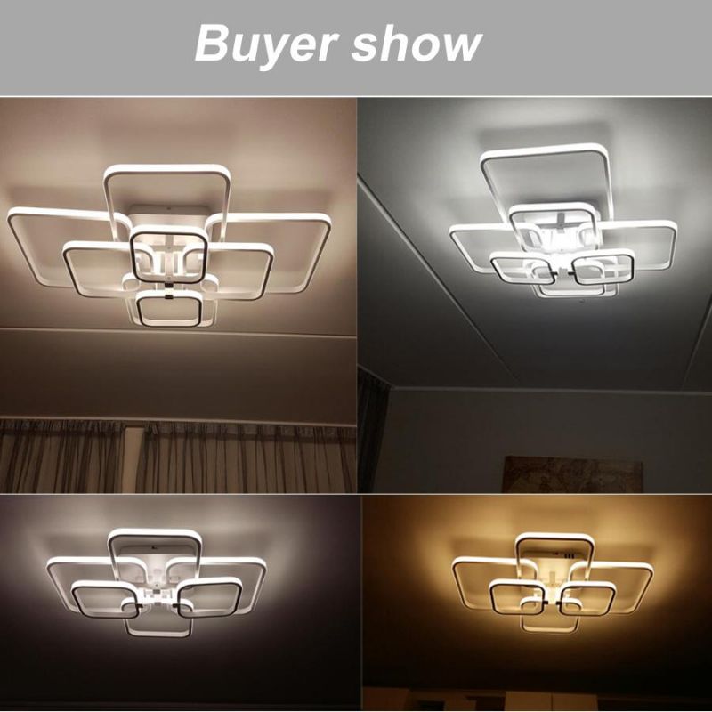 Rectangle Ceiling Lights Acrylic Lampshade Square Rings for Living Room Bedroom Home Ceiling Lamp (WH-MA-69)