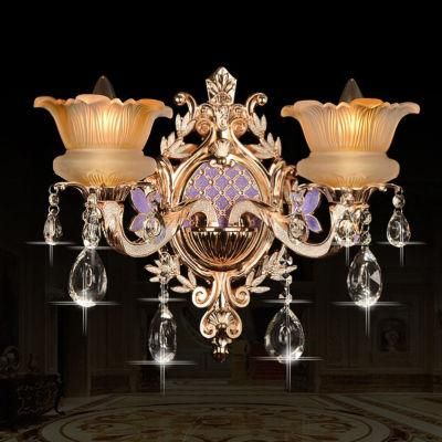 European Style Simple Candle Crystal Wall Lamp Modern Bedroom Bedside Lamp Living Room Hotel Corridor Office Decoration Lighting