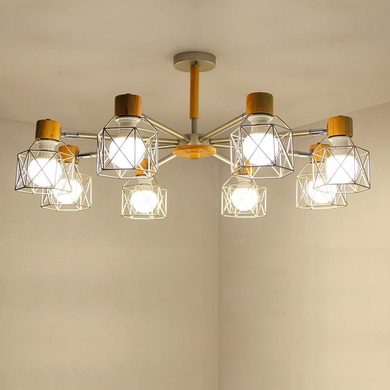 Vintage Chandelier Ceiling Chandeliers Adjustable Lustre for Living Room Bedroom Kitchen Wood Lighting (WH-WA-26)