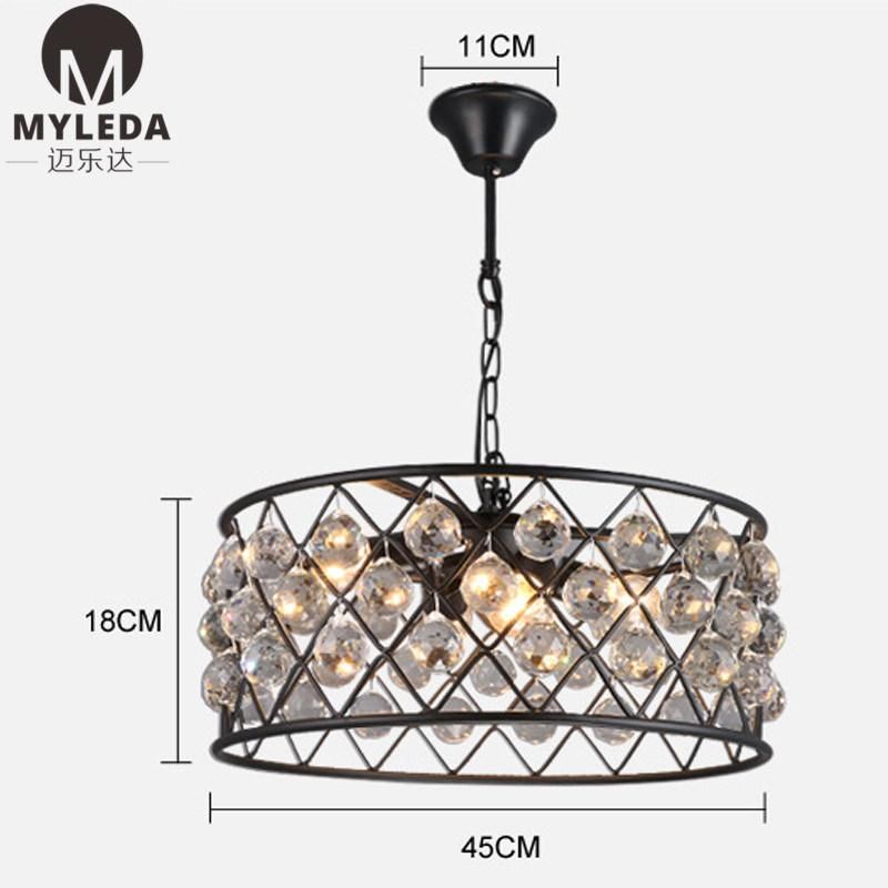 Industrial Vintage Wrought Iron Crystal Chandelier LED Pendant Lamp