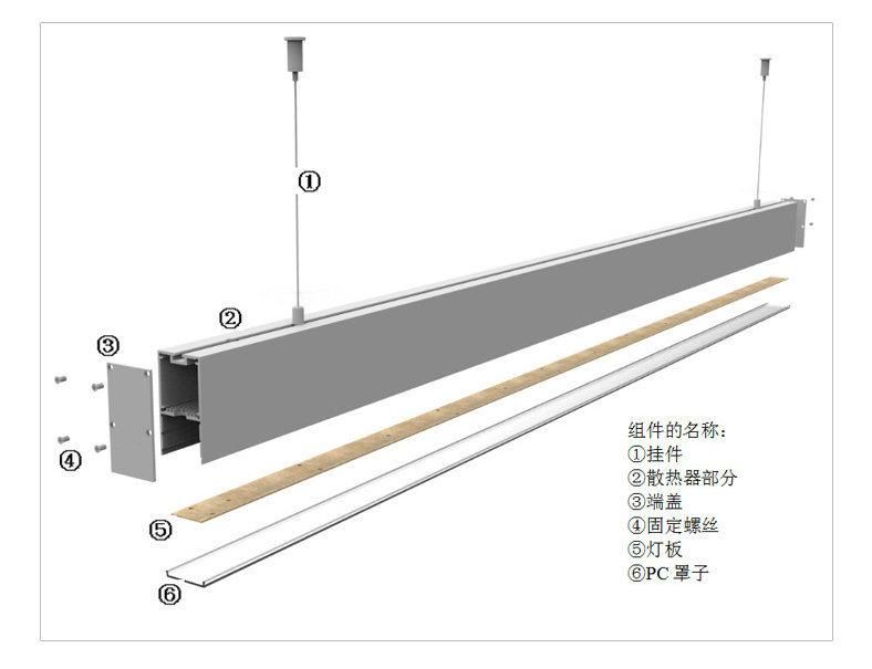 Hot Sale Modern Indoor Lighting LED Ceiling Pendant Linear Light for Office Shopping Mall