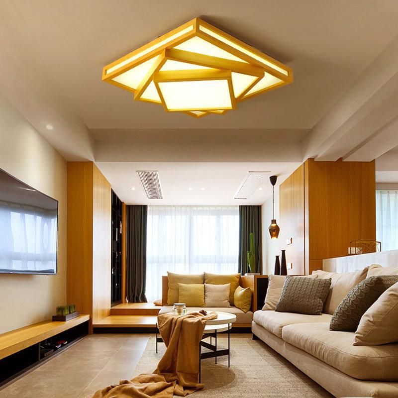 LED Nordic Simple and Warm Living Room Bedroom Study Room Dining Room Solid Wood Ceiling Lamp (WH-WA-42)