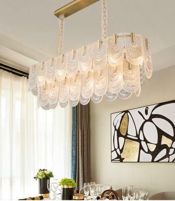 2020 Post Modern High Quality Rectangular Fancy Gold Hanging Light K9 Crystal Pendant Lamp for Home Restaurant
