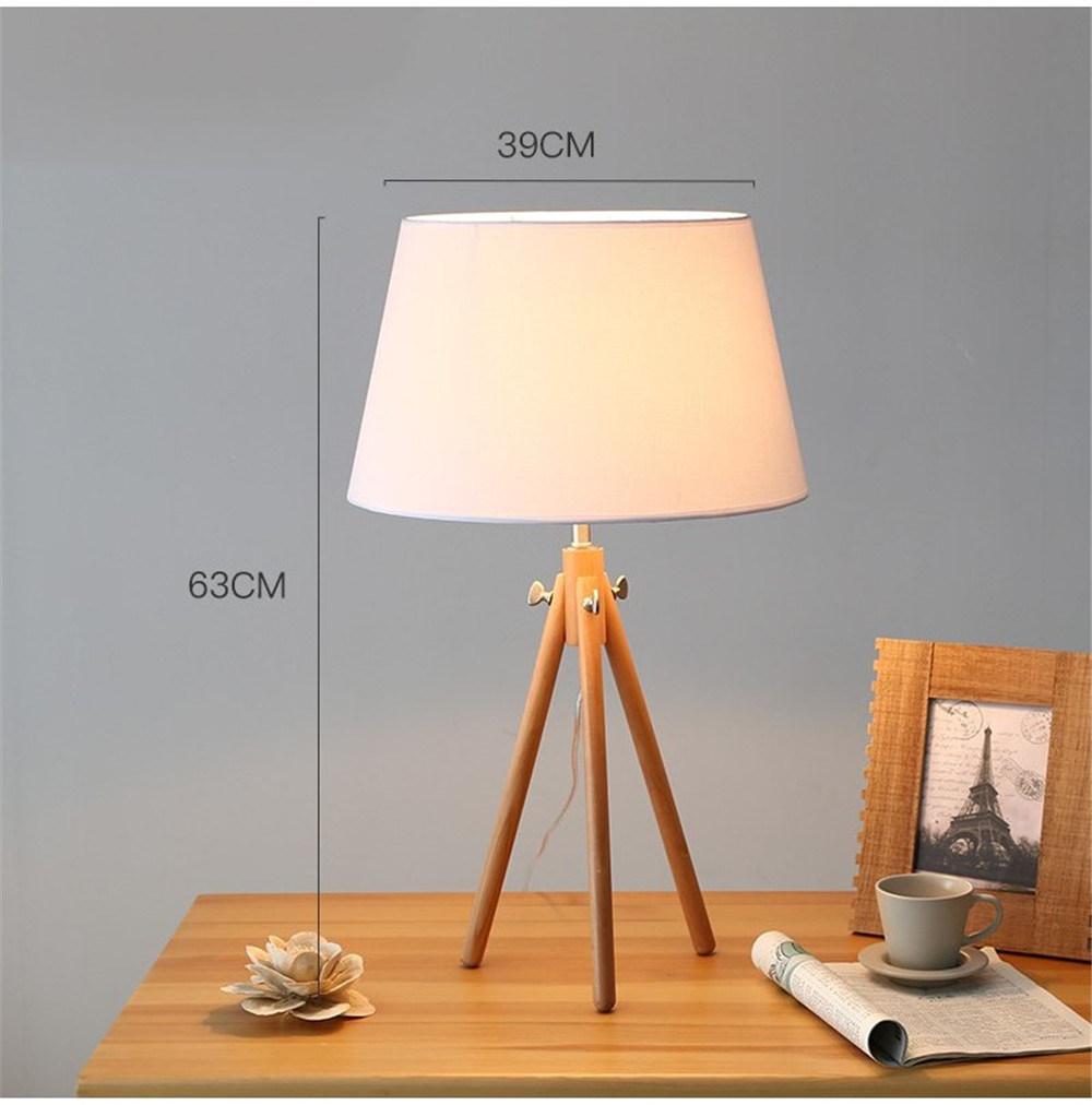 Simple Wood Bedroom Table Lamp Creative Fashion Nordic Pastoral Bedside Lamp Modern Living Room Decor Solid Wood Study Desk Lamp