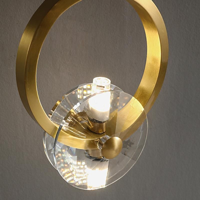 Light Luxury Bedroom Bedside Light Nordic Living Room Creative Copper Crystal Wall Lamp