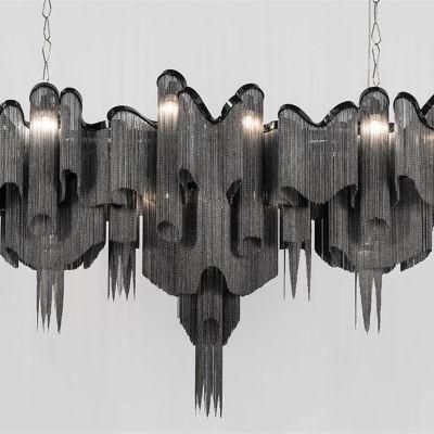 2022 Luxury Aluminum Pendant Light Gold Silver Chain Tassel Light Home Hotel Art Decorative LED Pendant Lamps