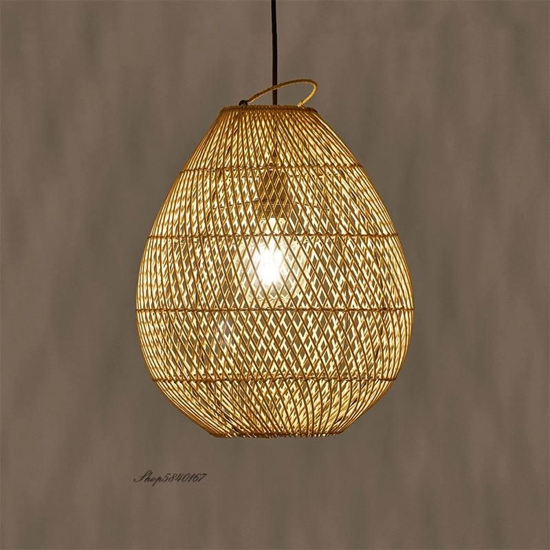 Rattan Retro Pendant Lights Hand-Woven Hanging Basket Lamps for Dining Room Lights (WH-WP-55)