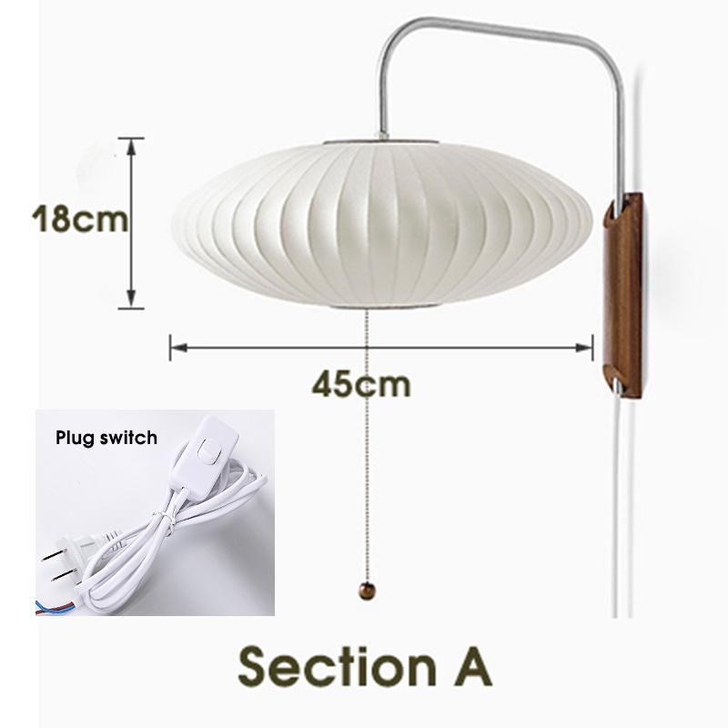 Japanese Silk Cloth Wall Light Fixture for Bedroom Modern Nelson Saucer Wall Sconce (WH-OR-194) V