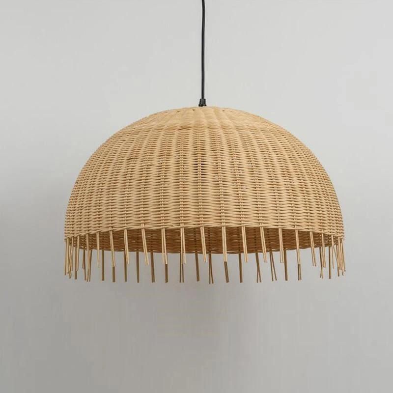 Wicker Rattan Shade Pendant light Fixture Wire Asian Nordic Creative Hanging Ceiling Lamp Droplight (WH-WP-34)