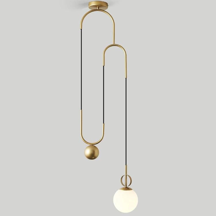 Modern Linear Pendant Light LED Indoor Pulley Glass Ball Bedside Living Room Lighting Bedroom Pendant Lamp (WH-AP-165)
