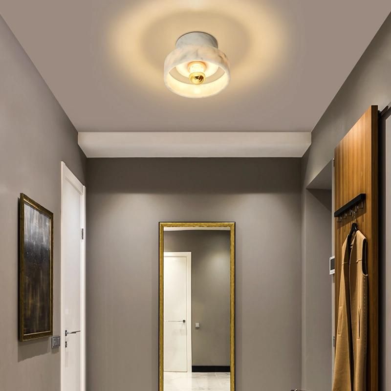 Marble Wall Lamp Post-Modern Round Balcony Cloakroom Simple Background Wall Aisle Bedroom Bedside Marble Wall Lamp