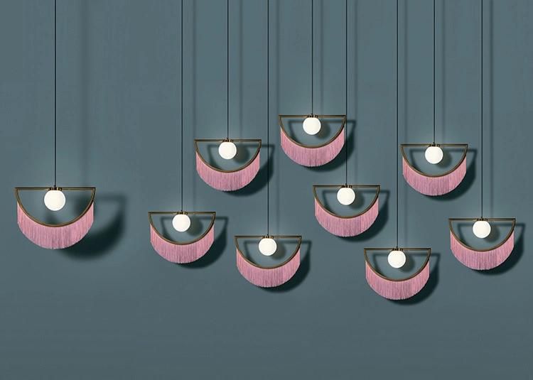 Zhongshan Home Lighting Chandelier Light Factory Nodic Pink Tassels Pendant Lamp Modern Simple Glass Decorative Fashion Lamp