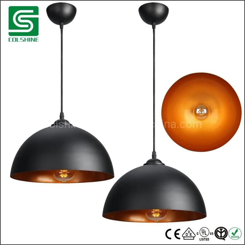 Modern Charcoal Copper Lined Metal Pendant Lamp