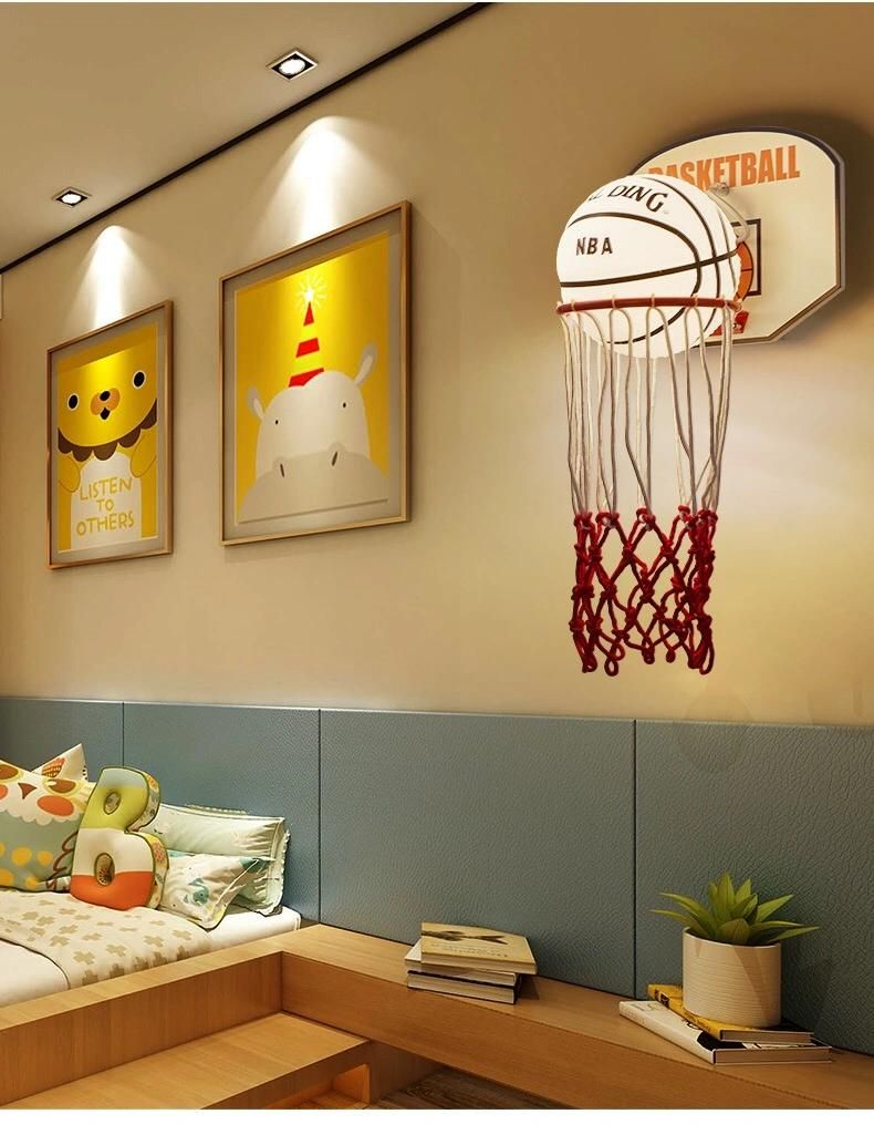 Children′s Wall Lamp Cute Cartoon Creative Basketball Bedside Lamp Bedroom Modern Fashion Room Boy Theme Park Lamp