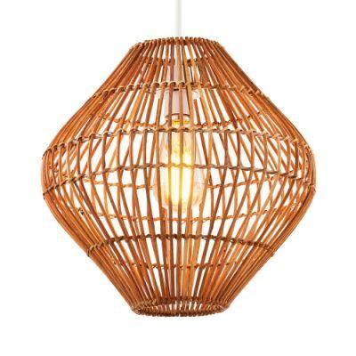 Natural Brown Rattan Bamboo Bobbin Easyfit Shade Pendant Lamp