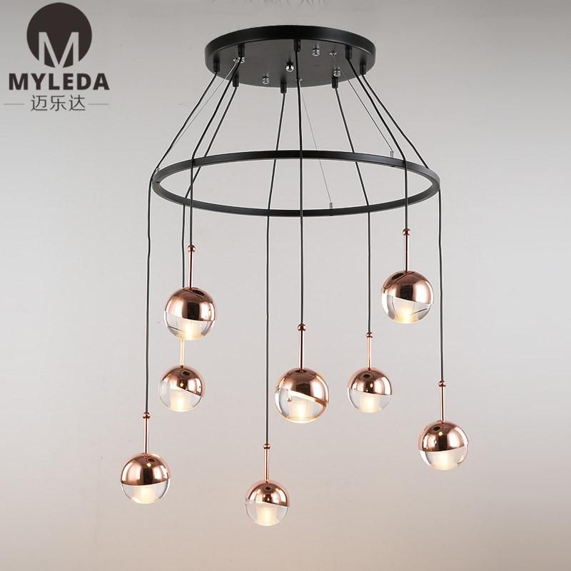 Modern Metal Pendant Lamp Glass LED Hotel Pendant Lamp