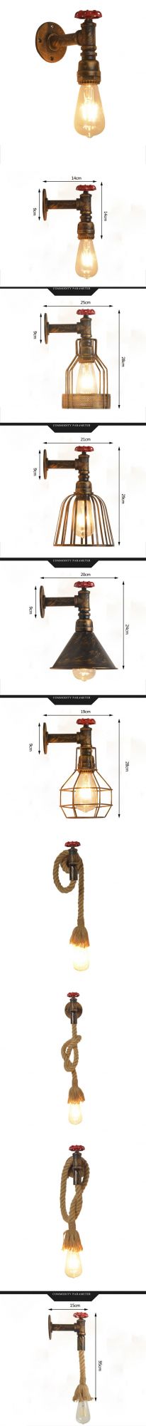 Retro Industrial Style Restaurant Bar Table Lamp Aisle Lighting Creative Loft Personality Wrought Iron Pipe Decorative Wall Lamp