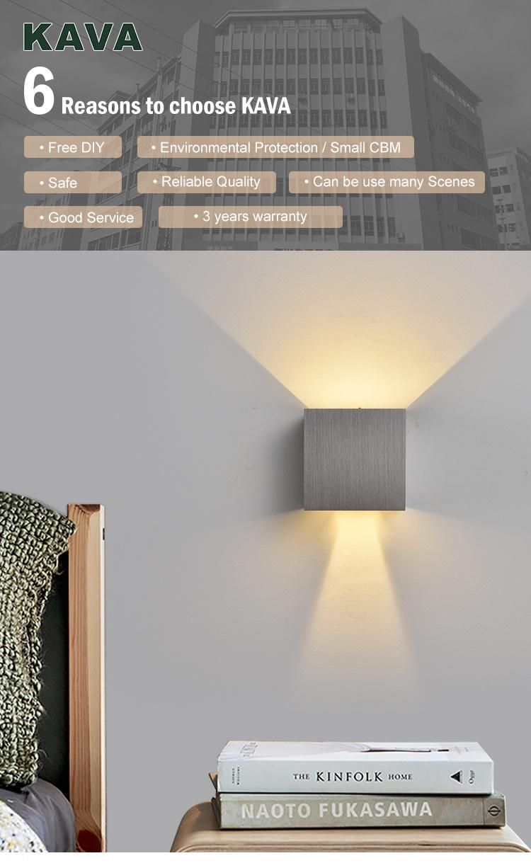 2022 Minimalism Home Decor Hotel Warm Color Aluminum Square 6watt LED Wall Sconce