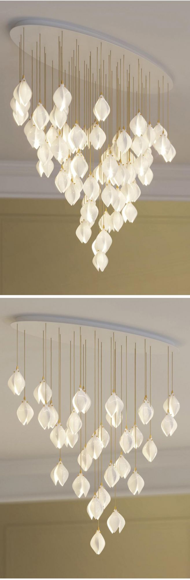 White Flower Shape Decoration Luxury Commercial Center Long Staircase Custom LED Chandelier