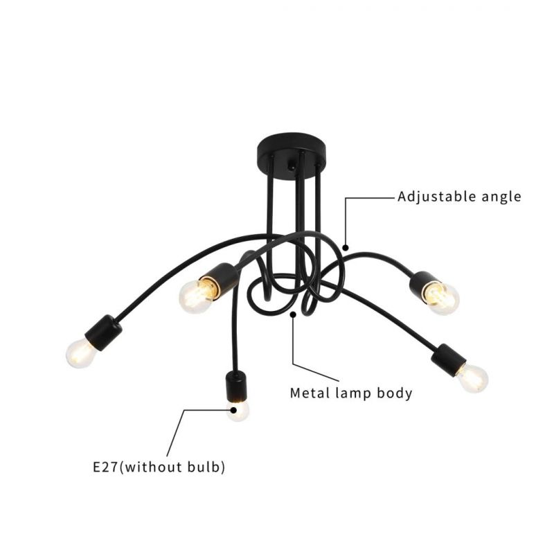 Home Decoration Classical 5*E27 Black Color Pendant Home LED Chandelier Pendant for Dining