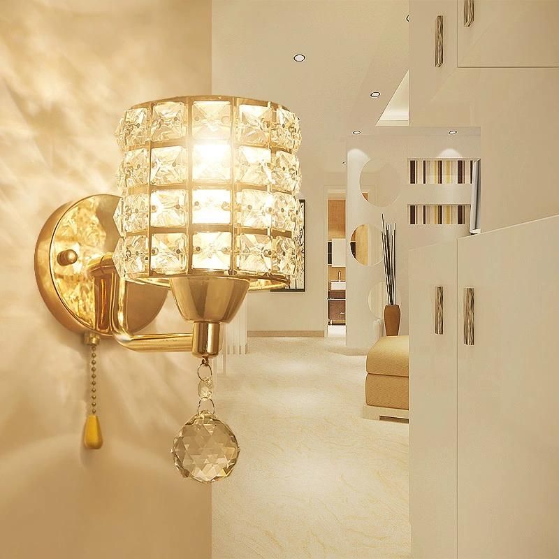 Pull Chain Switch Crystal Wall Lamp Modern Stainless Steel Crystal Wall Sconce (WH-OR-155)