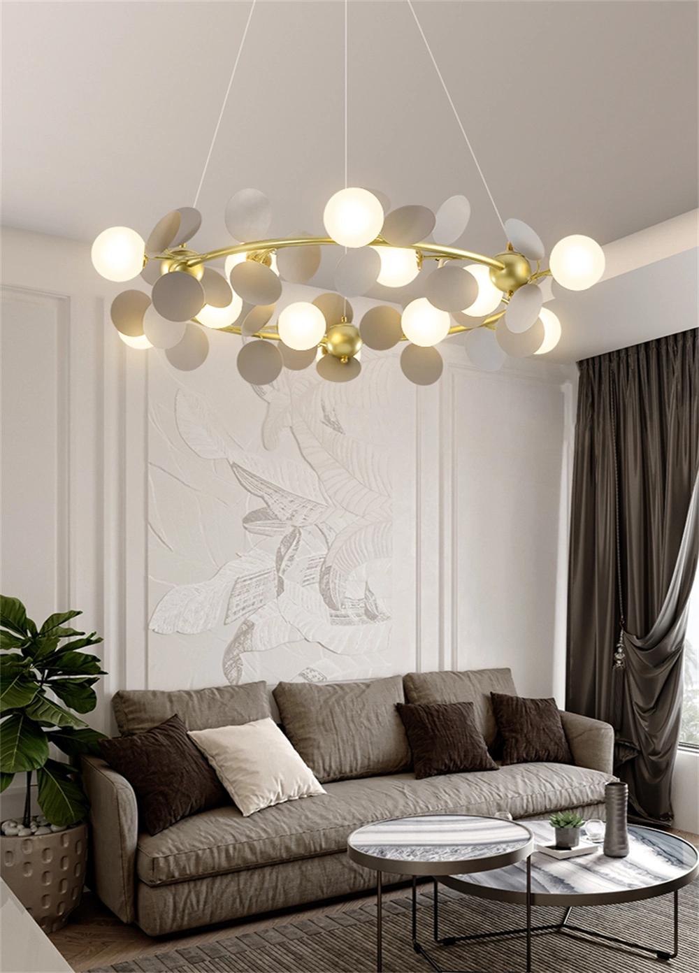 Modern LED Lamp Children′s Bedroom Color Chandelier Nordic Living Room Dining Room Glass Ball Luster Golden Molecular Chandelier