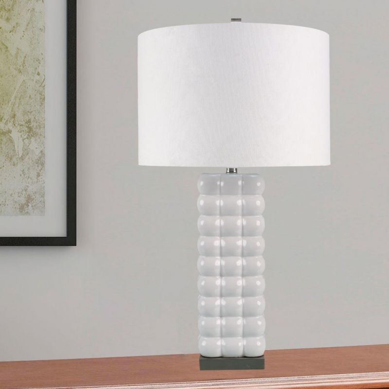 Retro Ceramic Iron Table Lamp Blue White Modern Style Desk Lamp Porcelain Lamp for Furniture