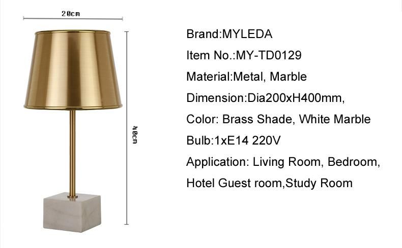 Hotel Decoration Marble Home Decorative Modern Reading Table Lamp