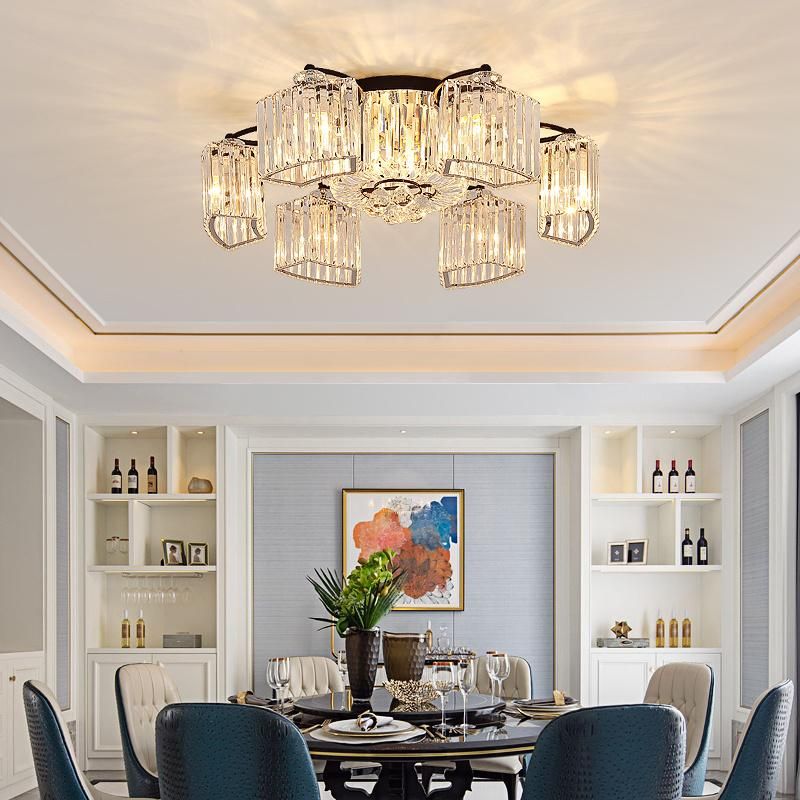 Crystal Ceiling Lights for Living Room Circle Gold Black LED Flush Mount Ceiling Light (WH-CA-79)