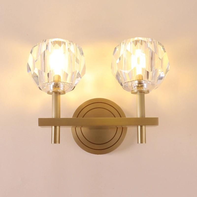 Nordic Crystal Lamps American Warm Dining Room Bedroom Lamp Personality Creative Room Double Head Wall Lamp