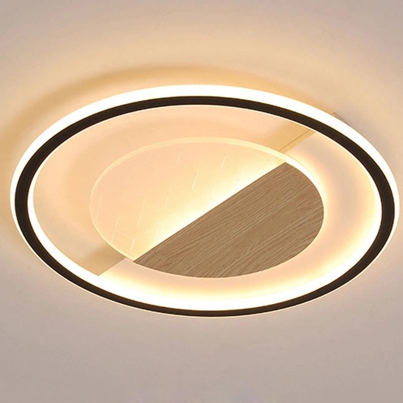 Wood Acrylic Circle Ceiling Light Bedroom Lamp Simple Living Light Bedroom Lamp