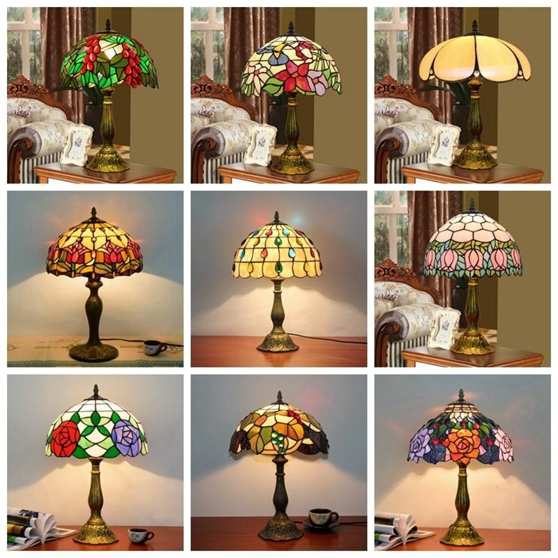 Tiffany Style Table Lamp Stained Glass Handcrafted Shade Desk Light