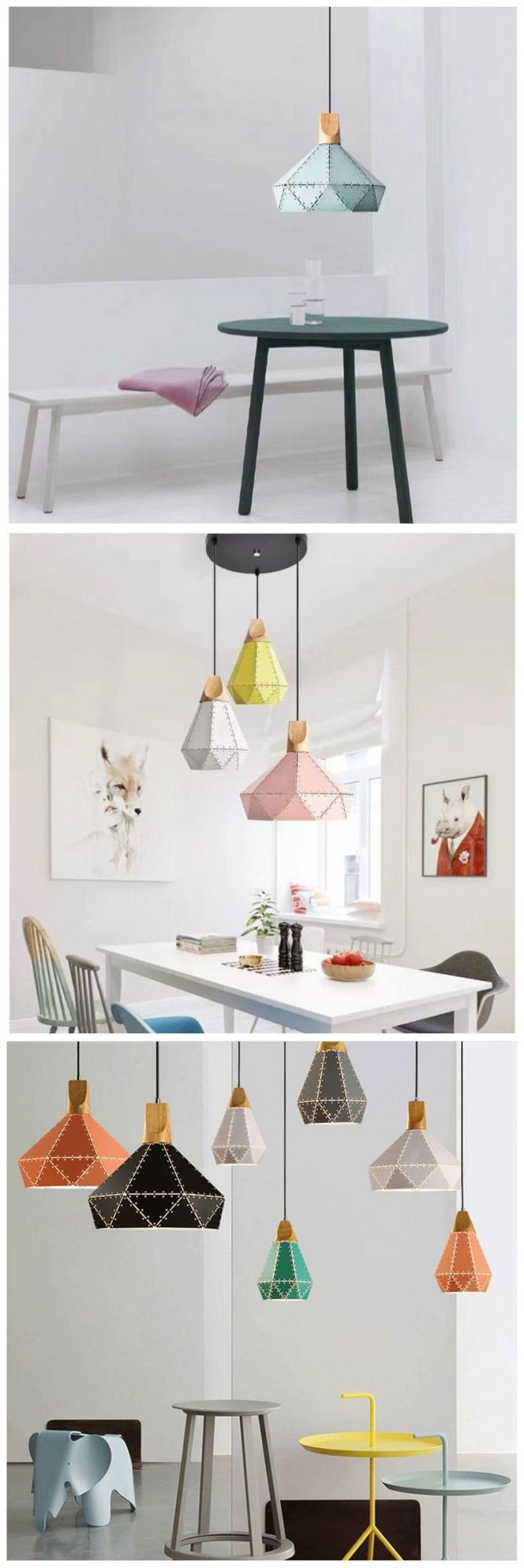 Modern Simple Multilateral Macaron Pendant Lamp Restaurant Chandelier