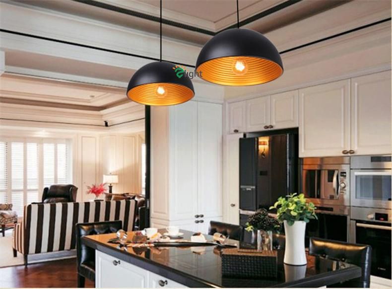 Modern Gold Pendant Lights Metal Living Room LED Leonhard Classic Inner-Ridged Dome Pendant Light (WH-AP-327)