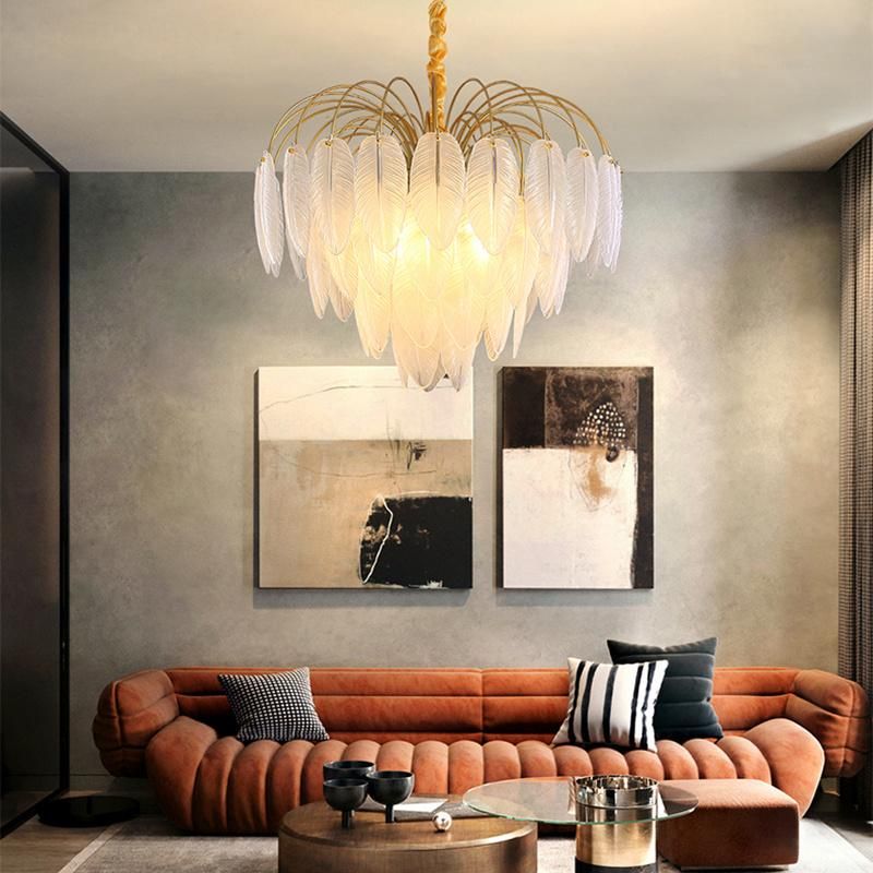 Leaf Shape Crystal Chandelier Bedroom Dining Room Retro Pendant Lamp