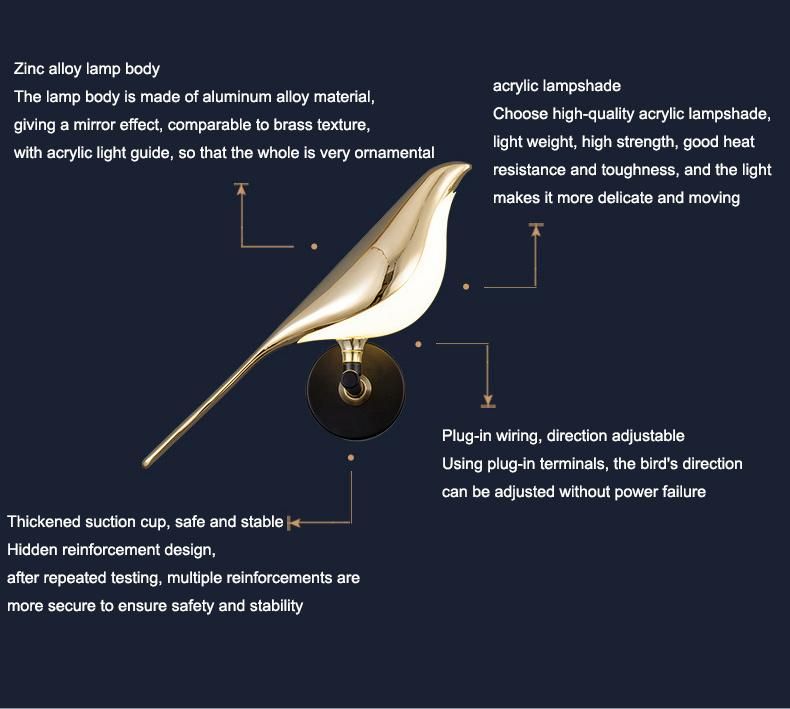 LED Wall Light Simple Living Room Corridor Magpie Light Creative Personality Bedroom Bedside Light Decorative Lamp Bird Light