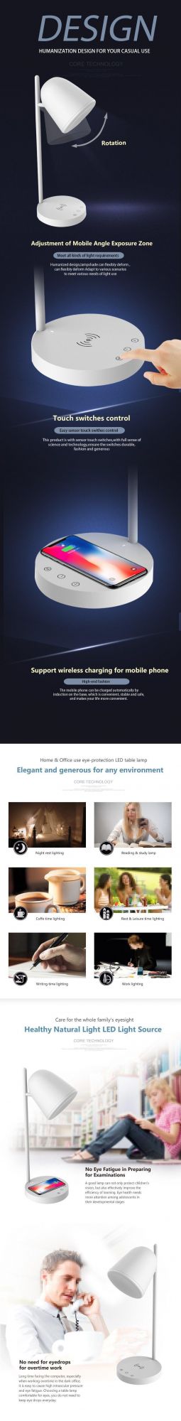 Best-Selling LED Lamps with Wireless Charger for Mobile Phones